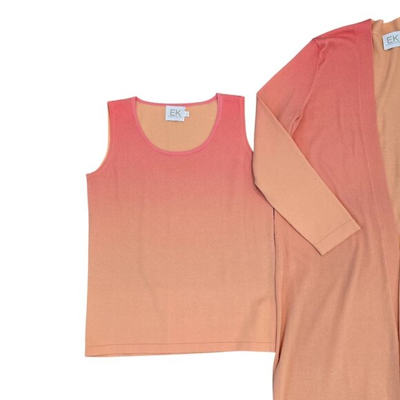 Edinburgh Knitwear Peach Ombre Cardigan & Tank Set Size S Pima Cotton winter set - Picture 9 of 10